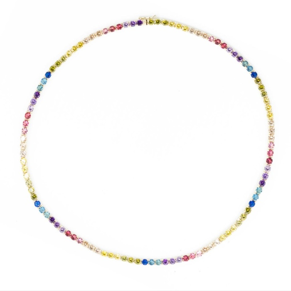 Rainbow tennis necklace